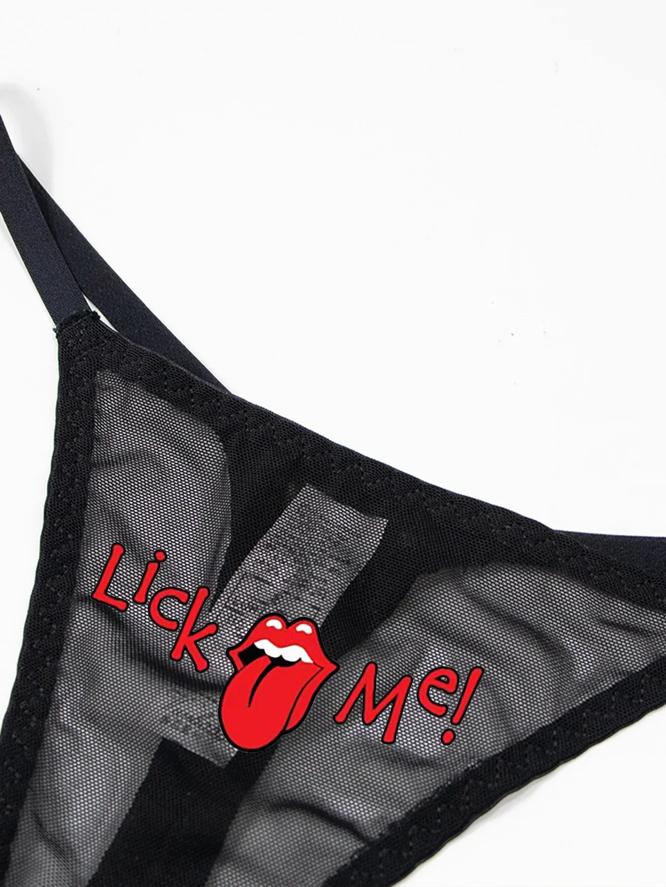 Fashion Solid Colour Mesh Mouth & Letter Printing  Low Waist Panty Lingerie For Woman Ladies Thong Underwear