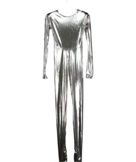 FIORUCCI Metallic Silver footed Jumpsuit UK S