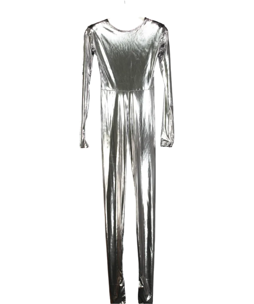 FIORUCCI Metallic Silver footed Jumpsuit UK S