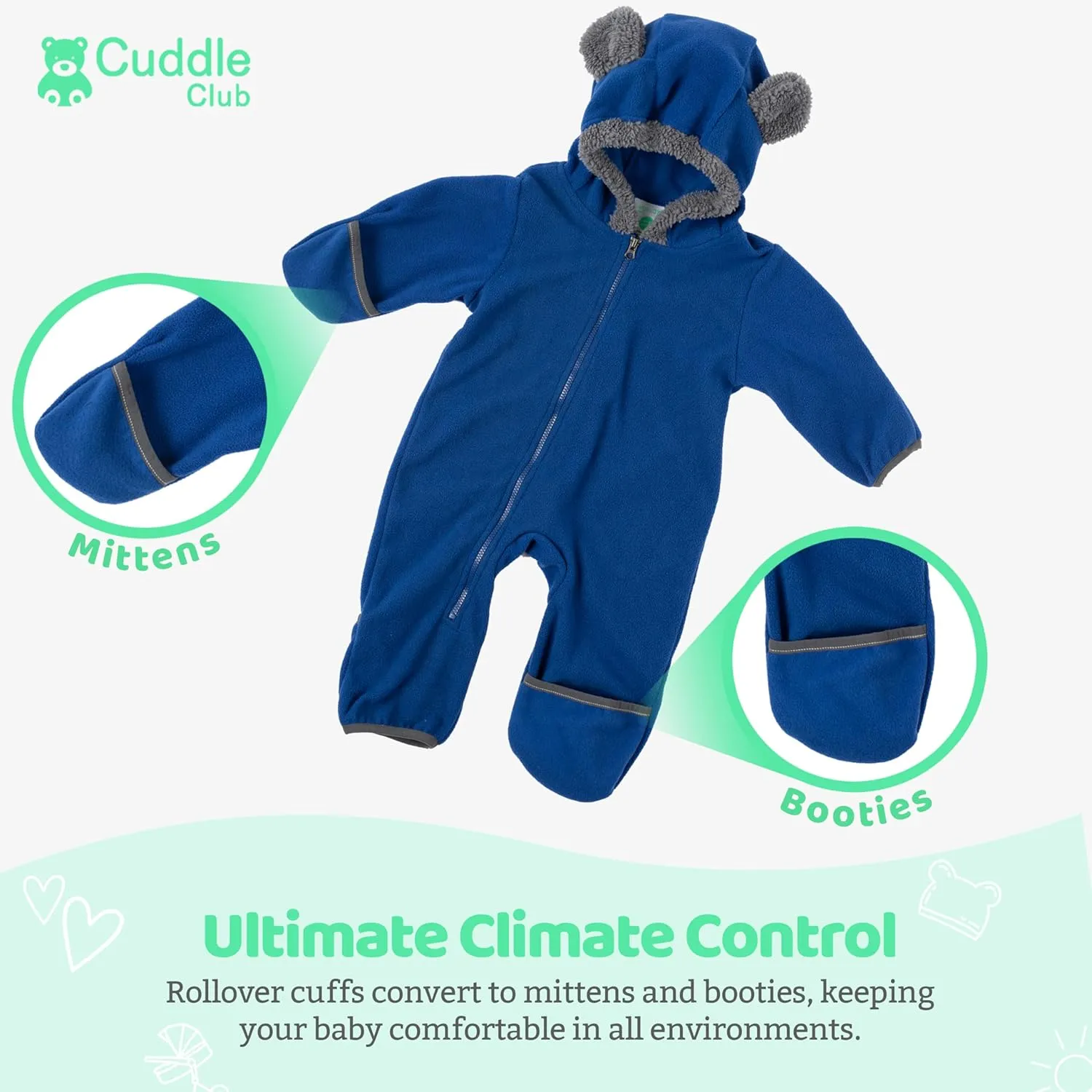 Fleece Baby Bunting Bodysuit  Infant One Piece Kids Hooded Romper Outerwear Toddler Jacket