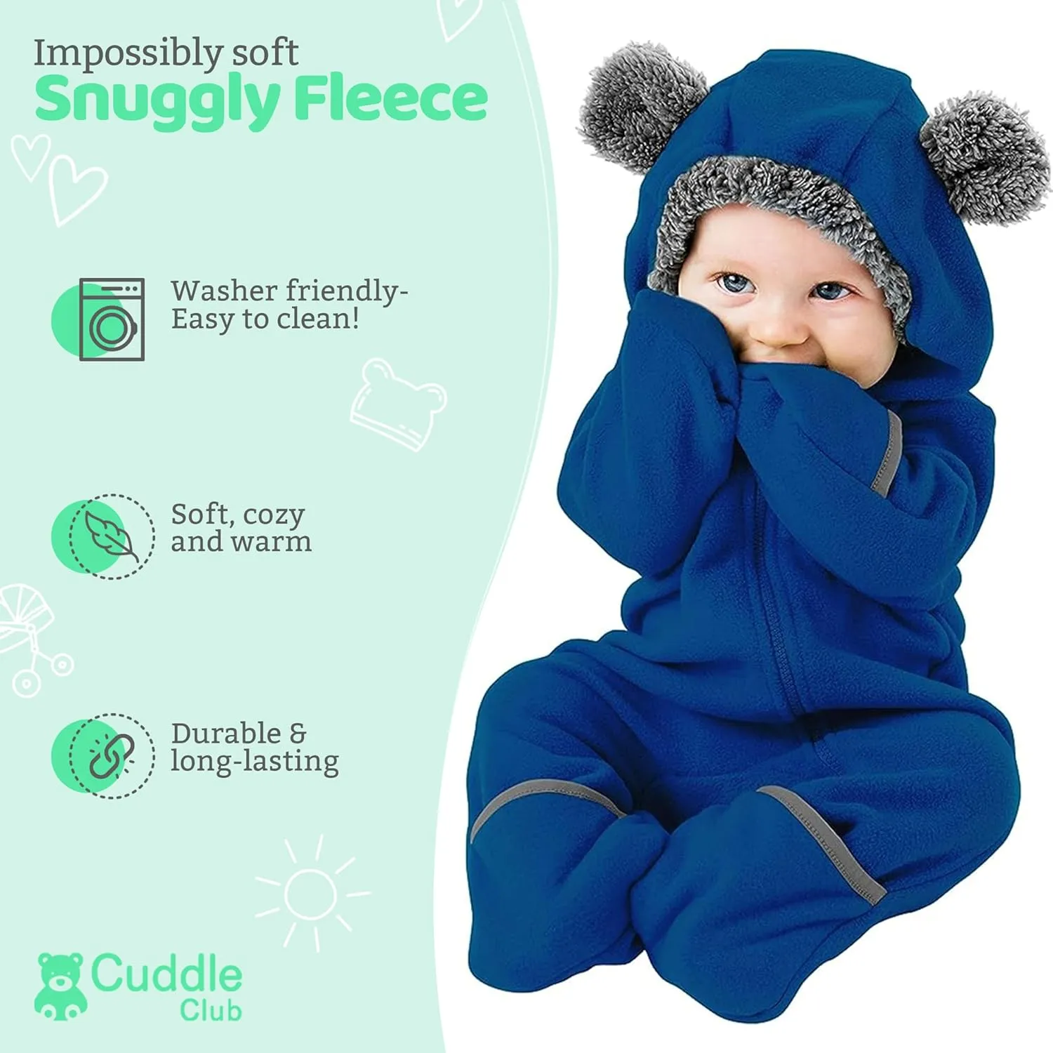 Fleece Baby Bunting Bodysuit  Infant One Piece Kids Hooded Romper Outerwear Toddler Jacket