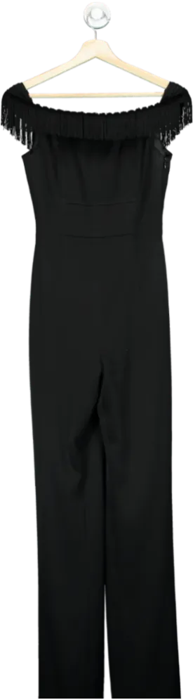 Galvan London Black Fringe Detail Jumpsuit UK 6