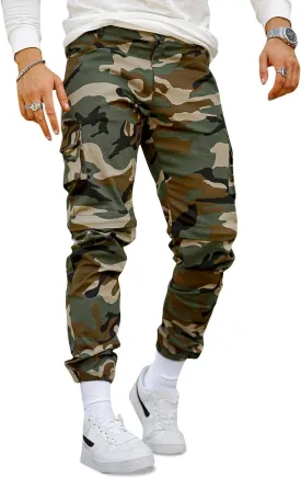 GINGTTO Mens Cargo Jogger Pants Slim Fit Stretch Zipper Pockets Thick Cotton Pants for Men