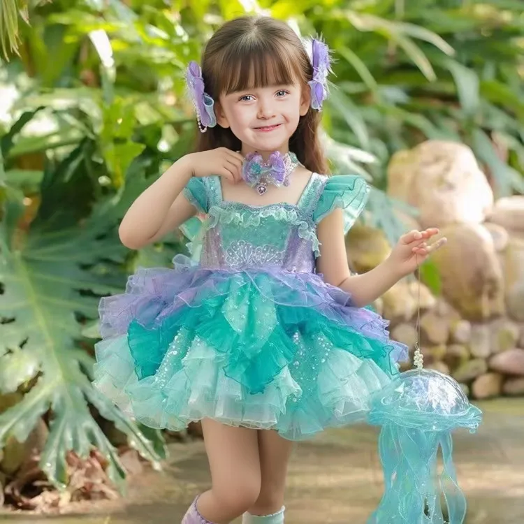 Girls Mermaid Dress Princess Ball Gown Lolita Dress for Birthday Party and Pageant
