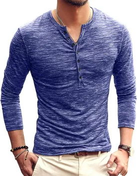 KUYIGO Men Henley Shirts Casual Stylish Basic Short Long Sleeve Fashion Lightweight T-Shirt