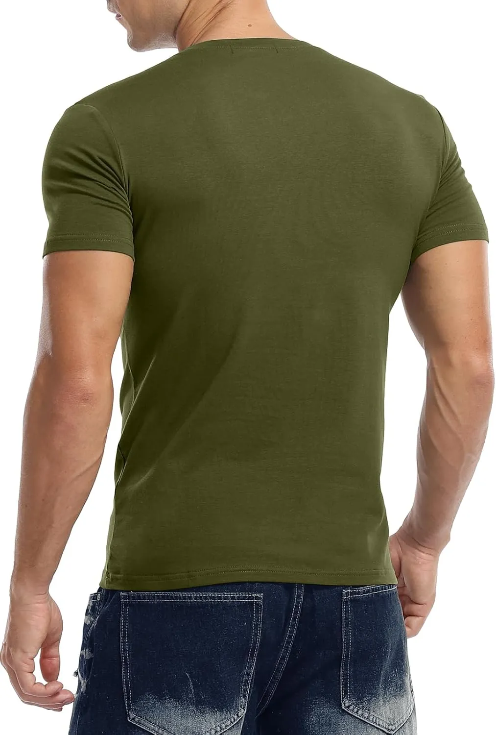 KUYIGO Mens Henley Shirts Slim Fit Short Sleeve Fashion Cotton Tops Tee