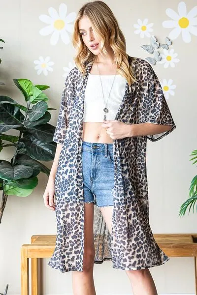 Leopard Open Front Cardigan
