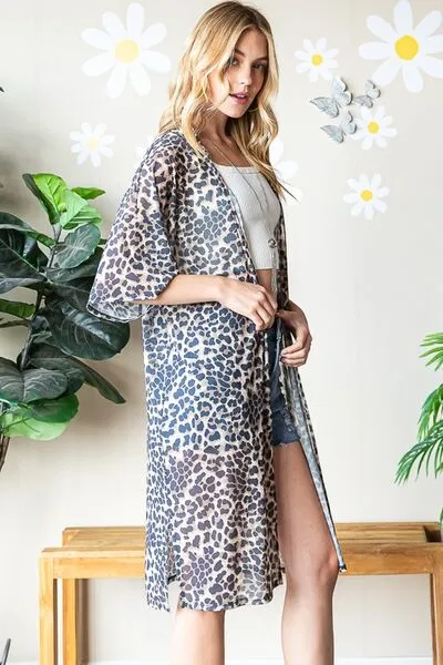 Leopard Open Front Cardigan