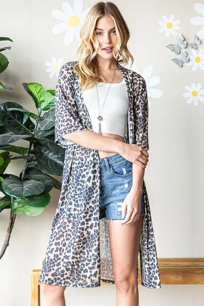 Leopard Open Front Cardigan