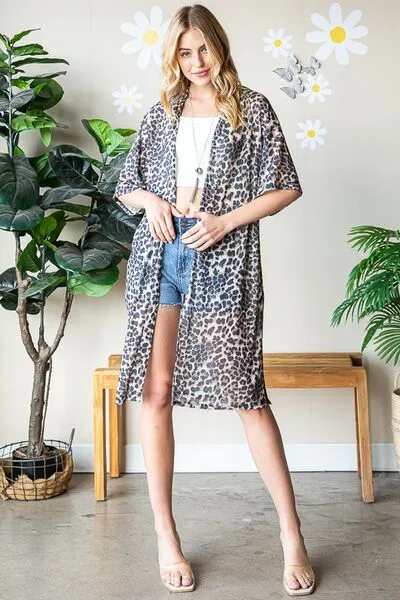 Leopard Open Front Cardigan