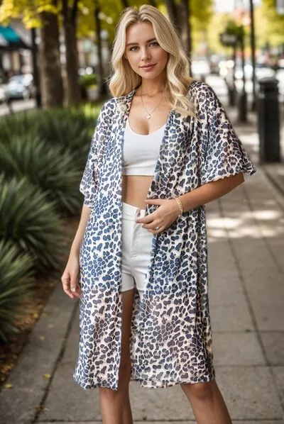 Leopard Open Front Cardigan