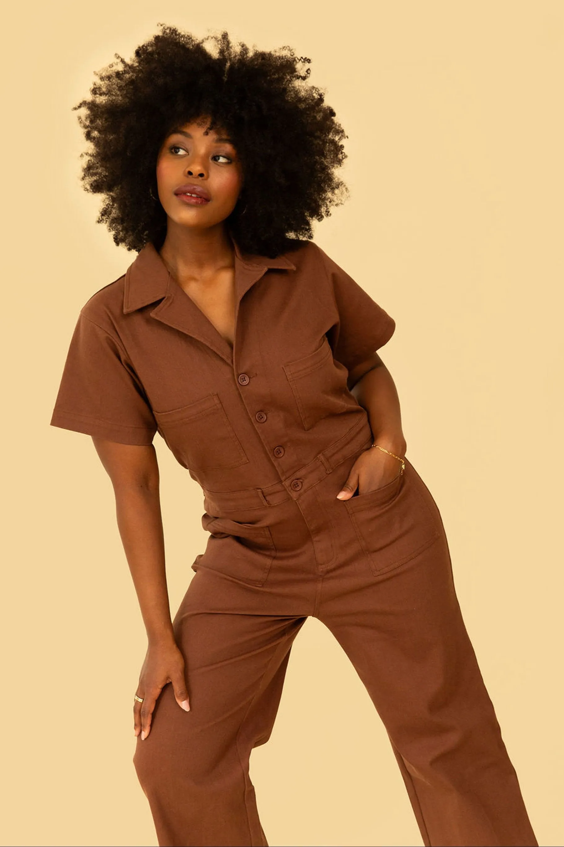 Logan Jumpsuit in Chocolate