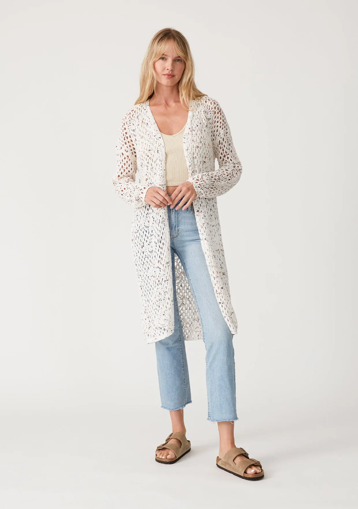 Long Sleeve Crochet Open Knit Cardigan