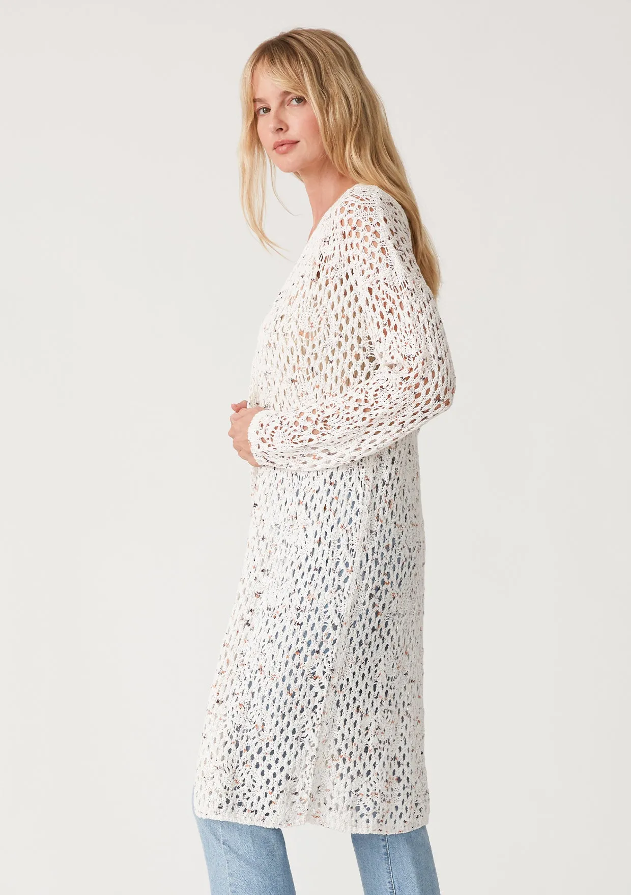 Long Sleeve Crochet Open Knit Cardigan