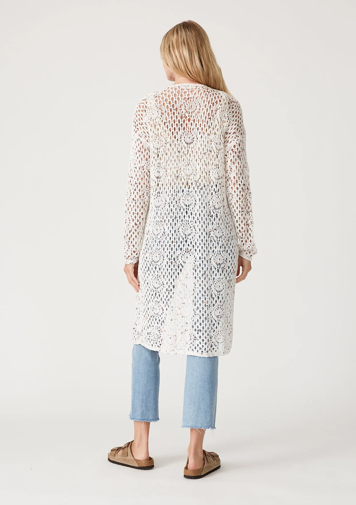 Long Sleeve Crochet Open Knit Cardigan