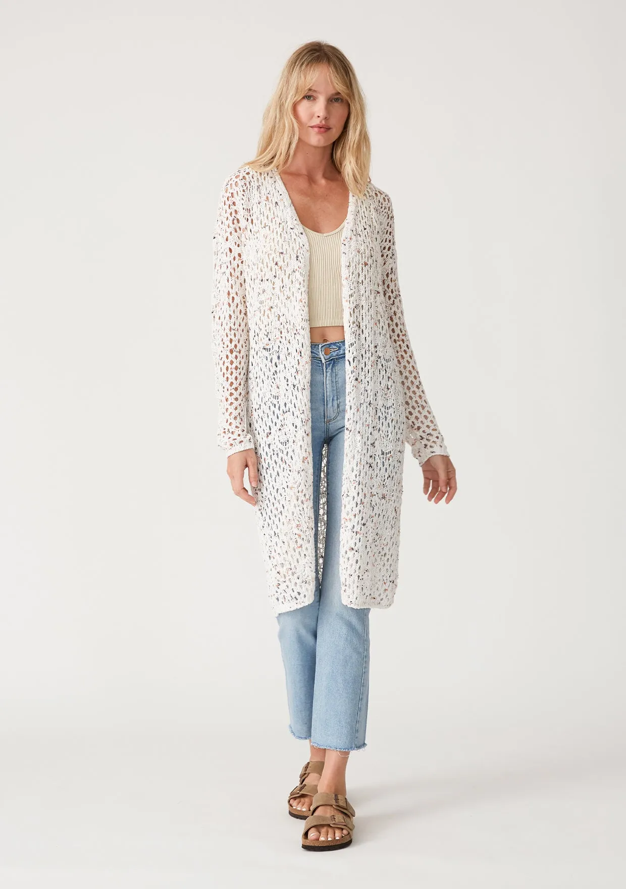 Long Sleeve Crochet Open Knit Cardigan