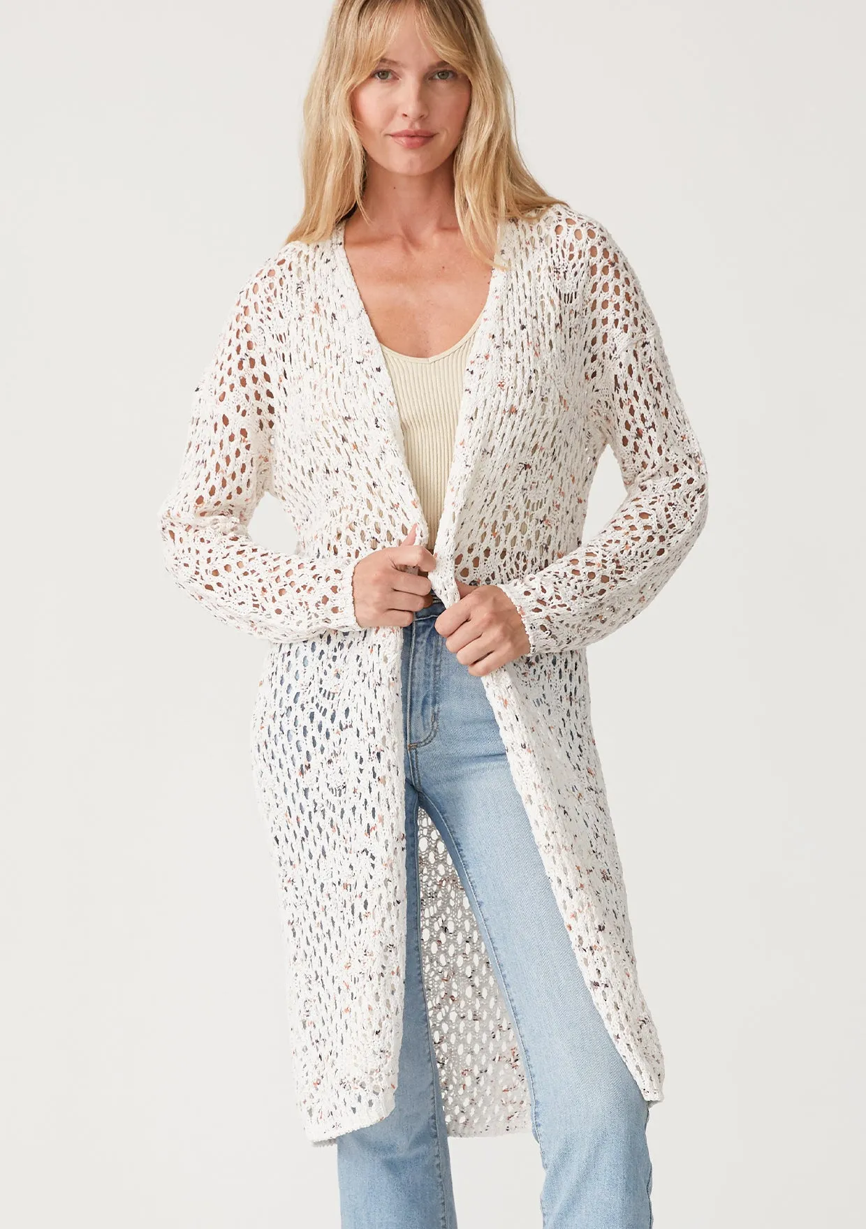 Long Sleeve Crochet Open Knit Cardigan