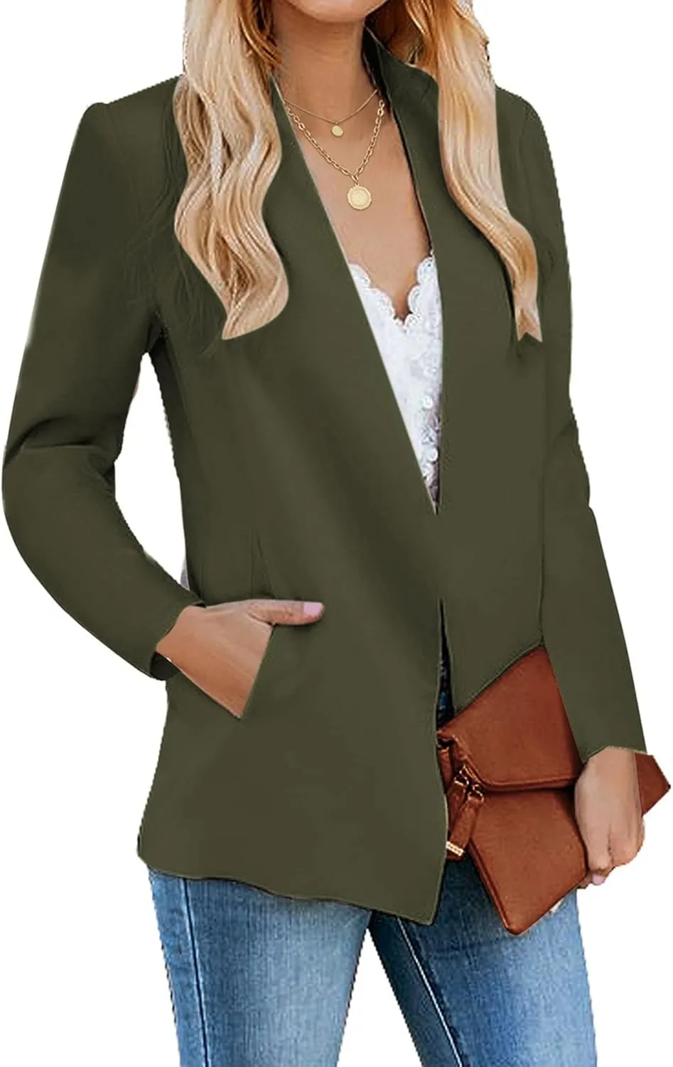 luvamia Women's Casual Long Sleeve Lapel Button Slim Work Office Blazer Jacket