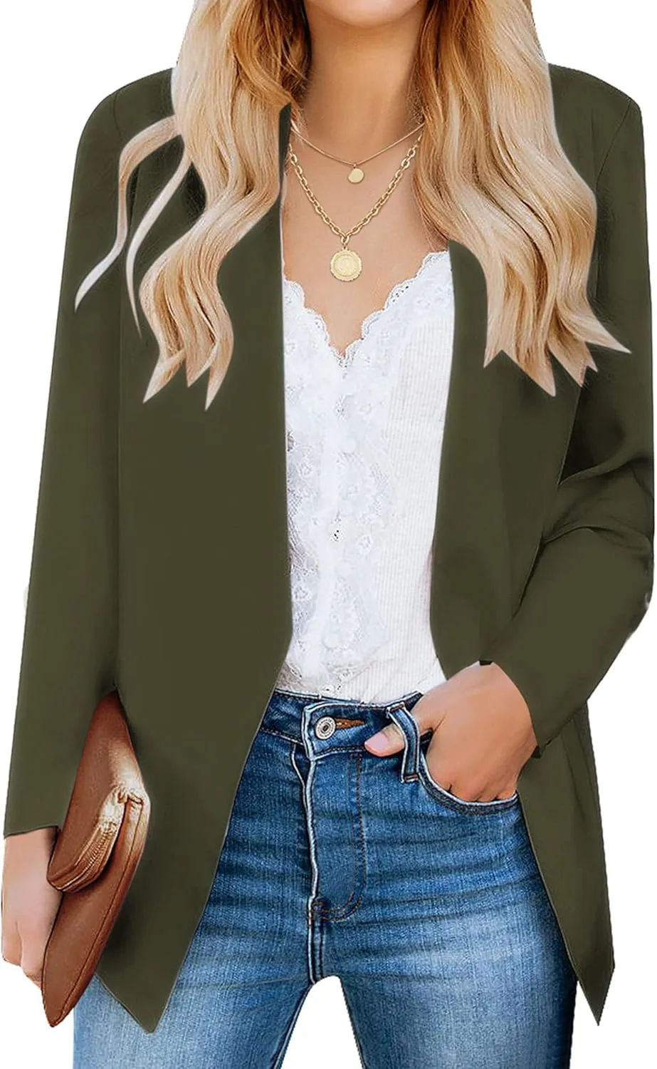 luvamia Women's Casual Long Sleeve Lapel Button Slim Work Office Blazer Jacket