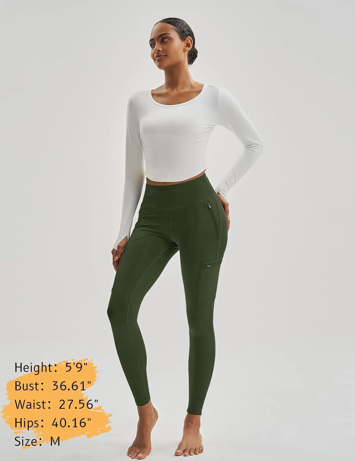 MAGCOMSEN Women's Hiking Leggings with 4 Zipper Pockets Water Resistant High Waisted Cargo Leggings Workout Running Yoga
