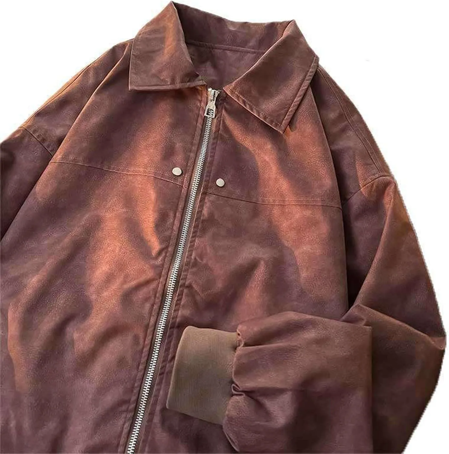 Men Suede Jacket Full Zip Casual Vintage Bomber Jackets Classic Trucker Fishing Coat Maillard Couple Top Big &Tall