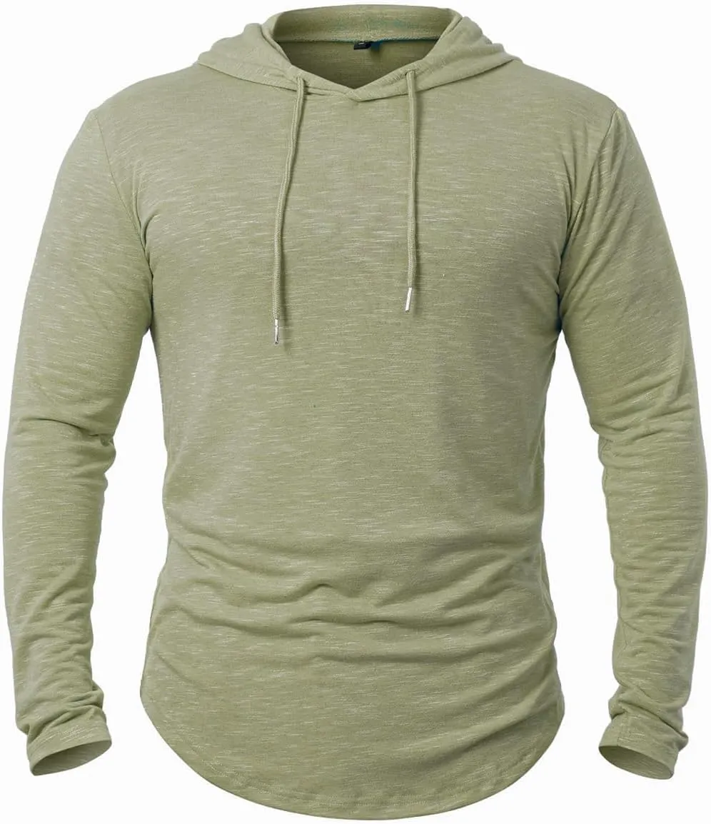 Men's Hooded Shirts Long Sleeve Athletic Workout Sport Hoodie Casual Lightweight Sweatshirt Quick Dry Pullover Tops