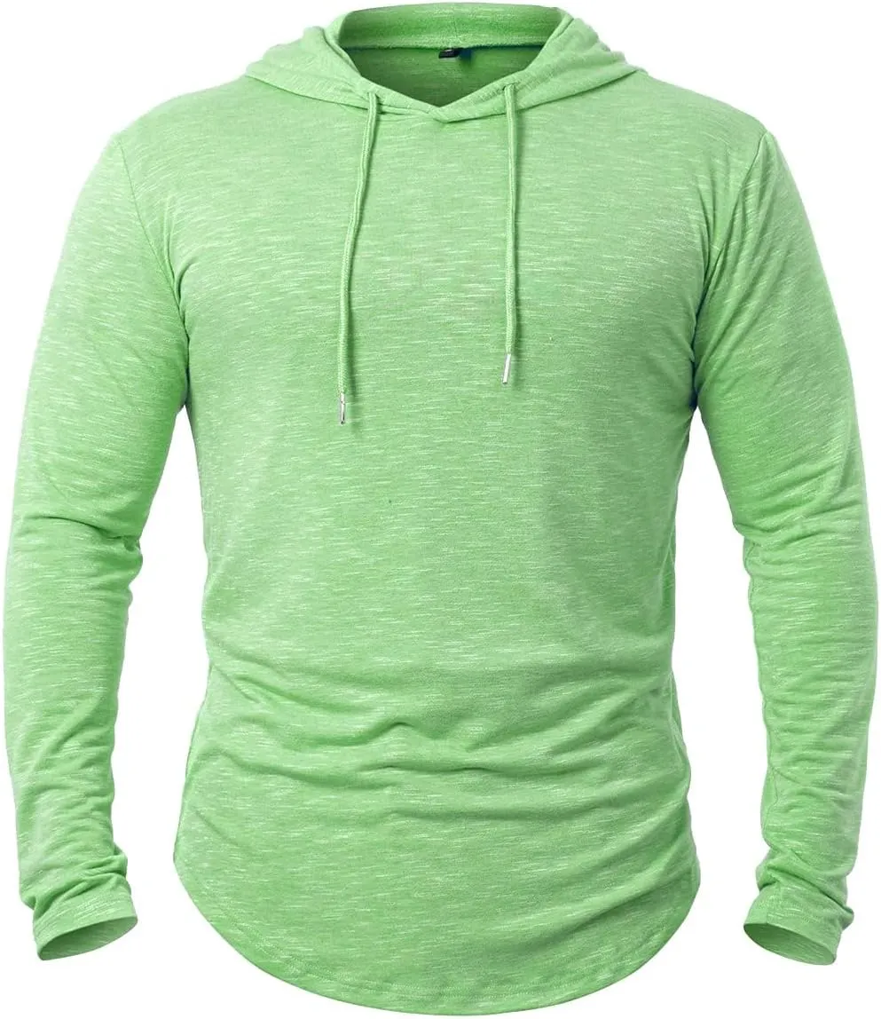 Men's Hooded Shirts Long Sleeve Athletic Workout Sport Hoodie Casual Lightweight Sweatshirt Quick Dry Pullover Tops