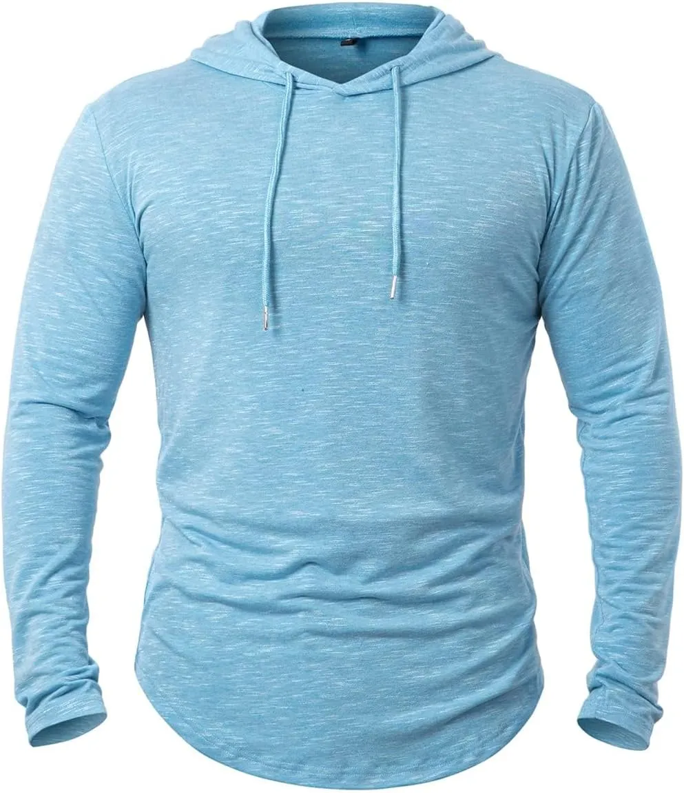 Men's Hooded Shirts Long Sleeve Athletic Workout Sport Hoodie Casual Lightweight Sweatshirt Quick Dry Pullover Tops