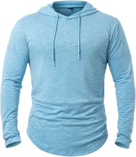 Men's Hooded Shirts Long Sleeve Athletic Workout Sport Hoodie Casual Lightweight Sweatshirt Quick Dry Pullover Tops