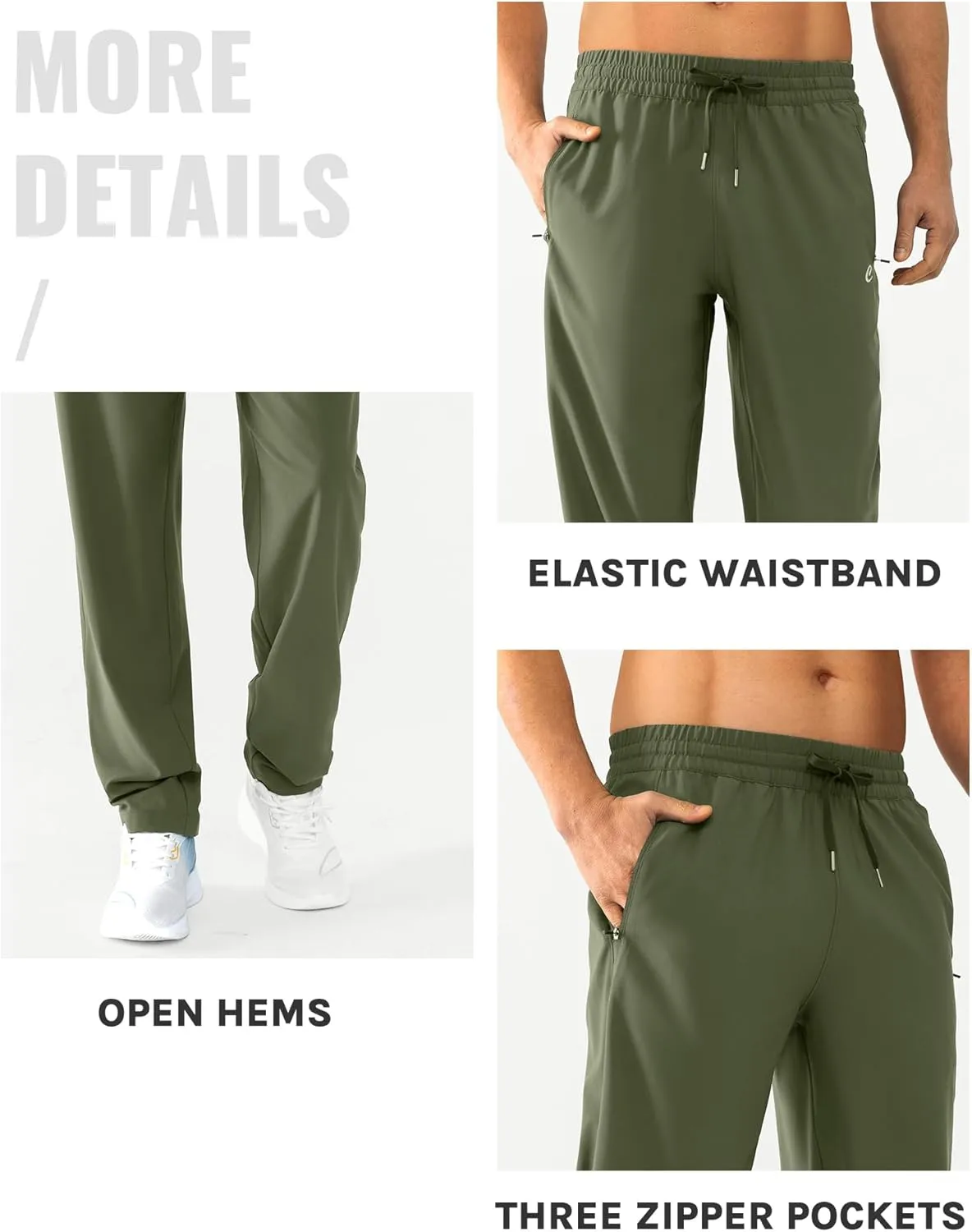 Mens Lightweight Joggers Stretch Tapered Joggers with Zipper Pockets Athletic Pants for Workout, Jogging, Running