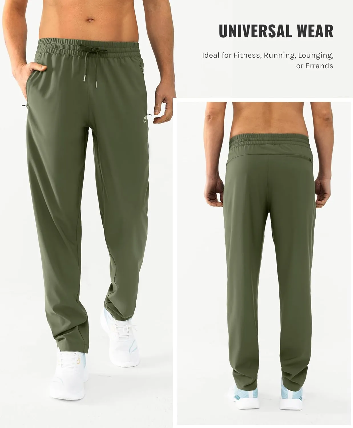 Mens Lightweight Joggers Stretch Tapered Joggers with Zipper Pockets Athletic Pants for Workout, Jogging, Running