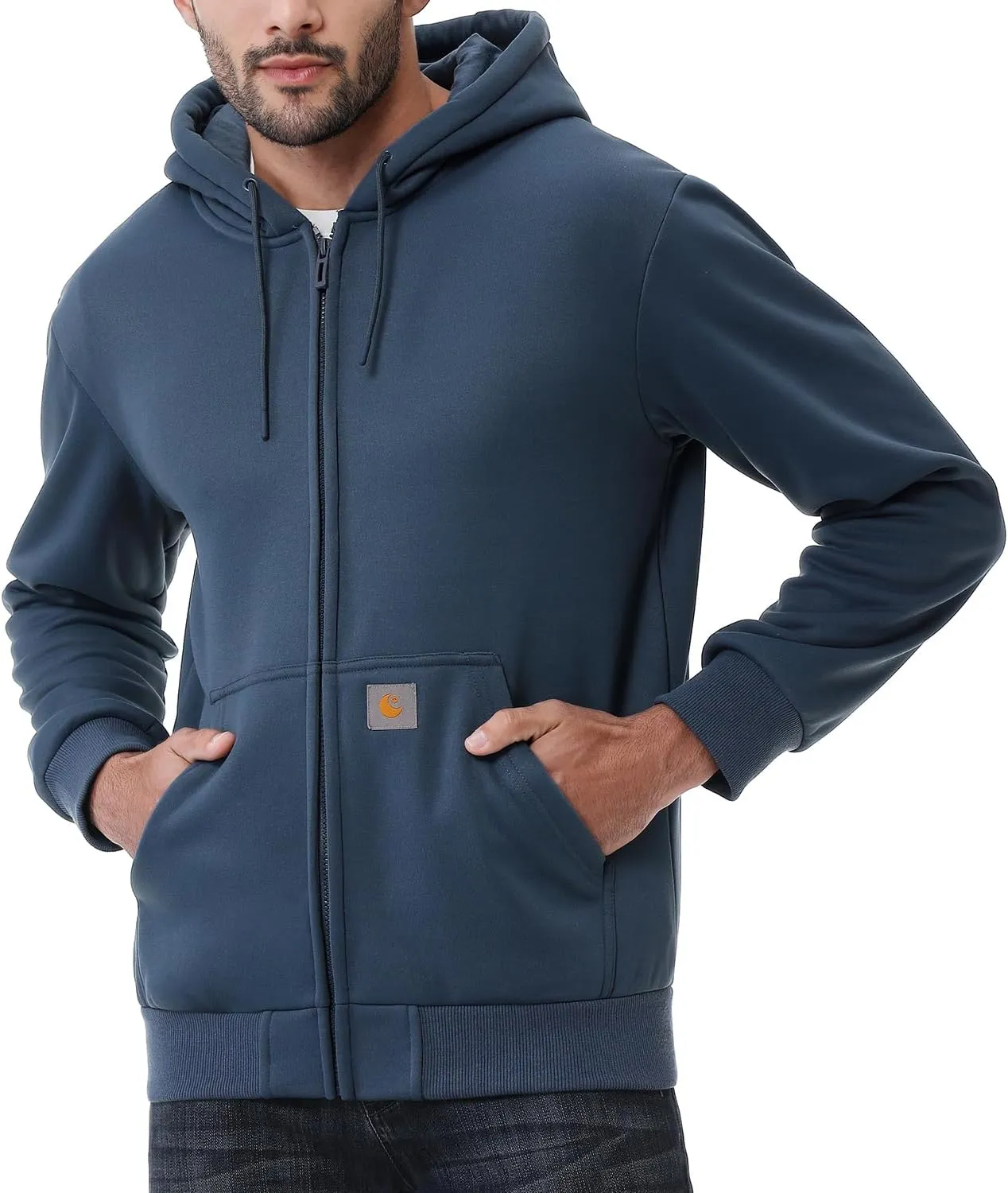 Men's Loose Fit Heavyweight Full Zip Fleece-Lined Hoodie Sweatshir
