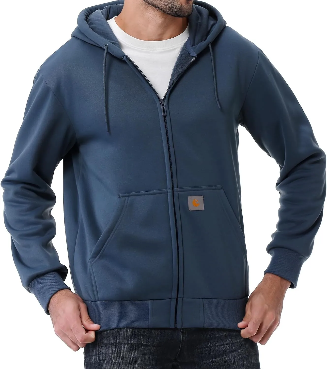 Men's Loose Fit Heavyweight Full Zip Fleece-Lined Hoodie Sweatshir