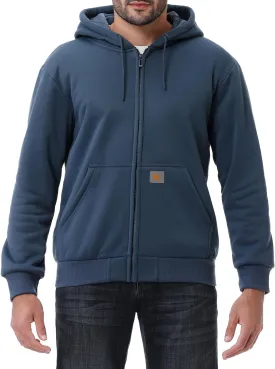 Men's Loose Fit Heavyweight Full Zip Fleece-Lined Hoodie Sweatshir