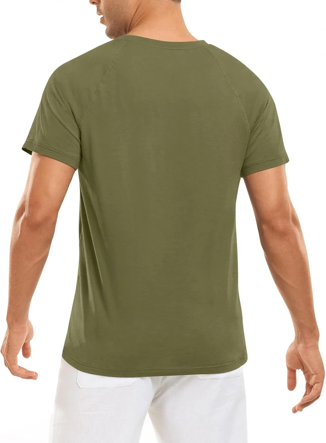 Men's Summer Polo Shirts Short Sleeve Cotton Casual Henley T-Shirts Button Raglan Sleeve Tees
