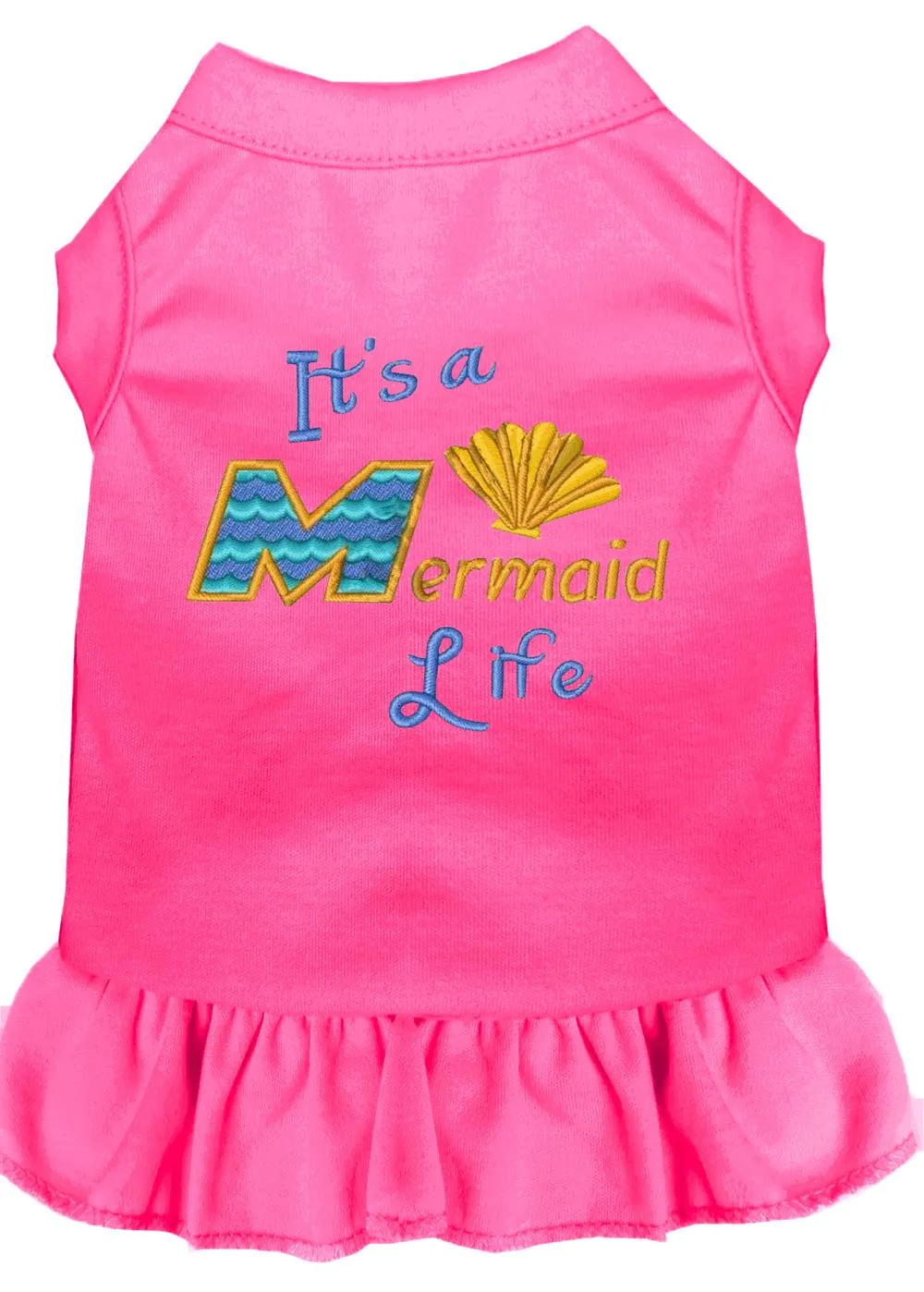 Mermaid Life Embroidered Dog Dress Bright Pink Lg (14)
