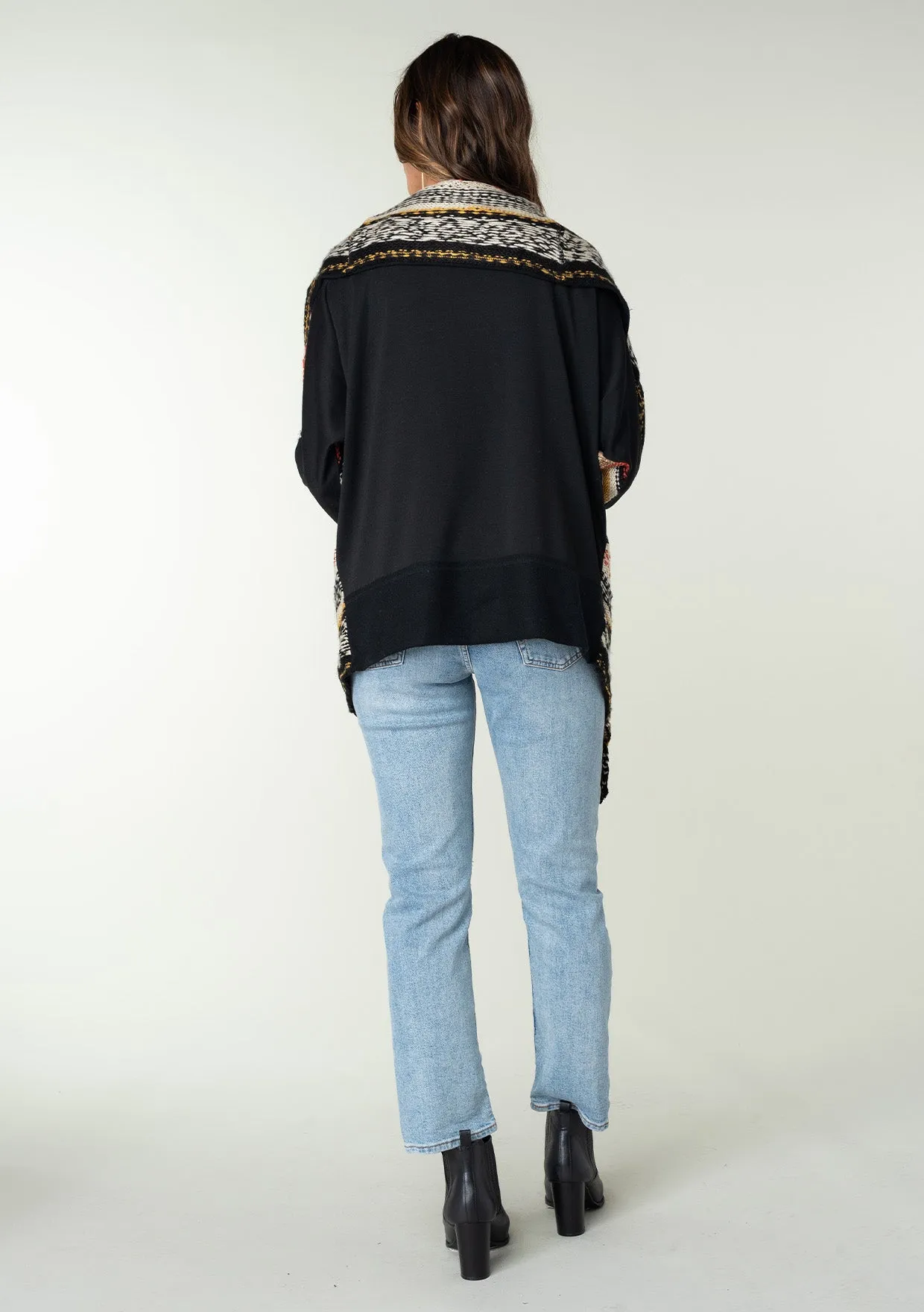 Multi-Patterned Shawl Cardigan