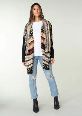 Multi-Patterned Shawl Cardigan
