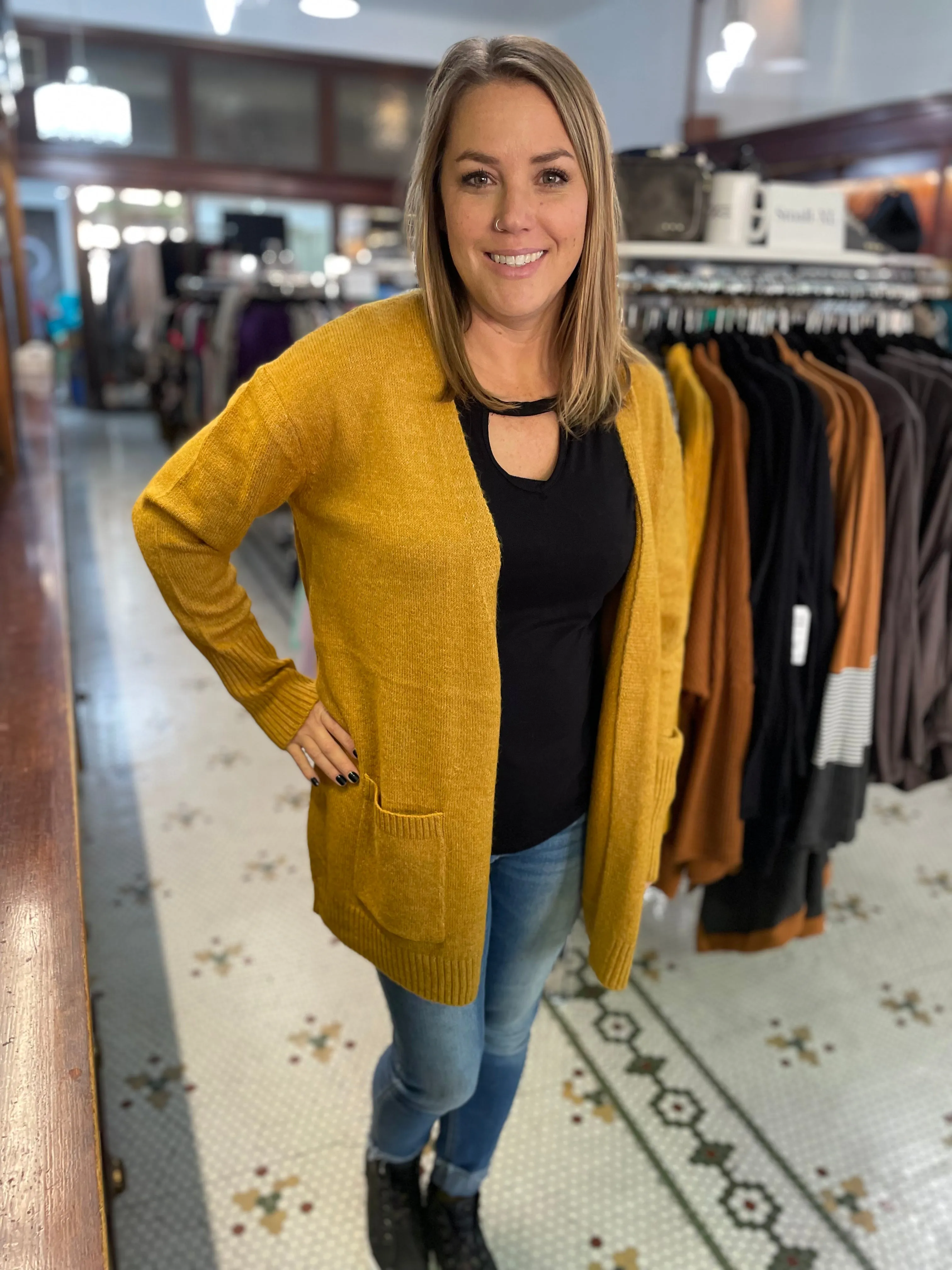 Open Front Mossy Cardigan