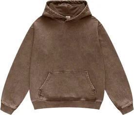 Oversized Denim Pullover Hoodie - Men's Vintage Sweatshirt with Acid Wash