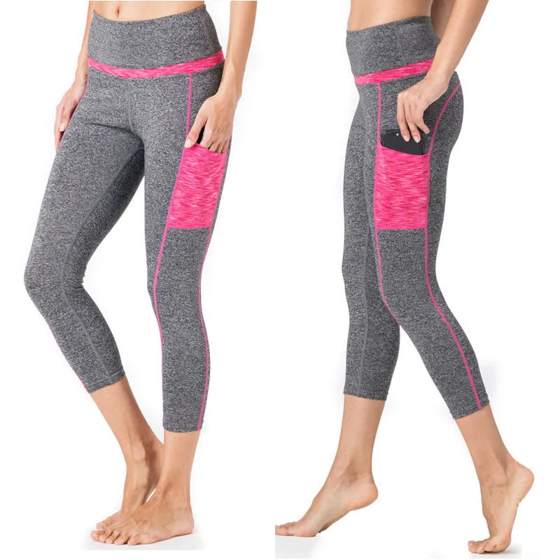 Pantalon stretch leggins femme taille haute avec poches