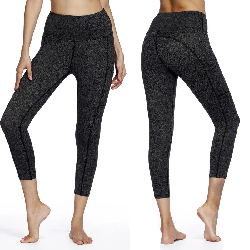 Pantalon stretch leggins femme taille haute avec poches