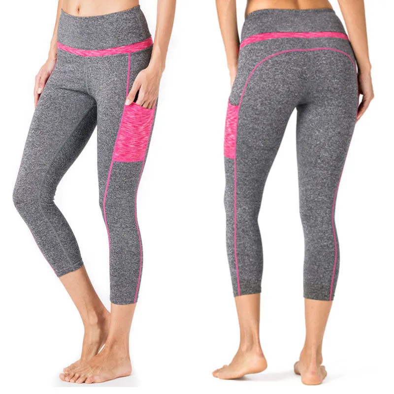 Pantalon stretch leggins femme taille haute avec poches