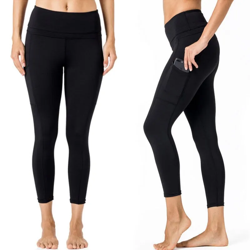 Pantalon stretch leggins femme taille haute avec poches