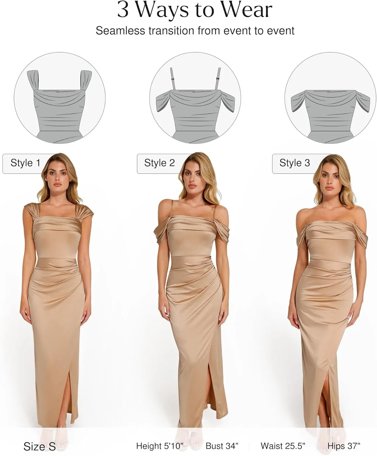 Popilush Shapewear Dress Womens Multi Way Wear Dresses Off The Shoulder Maxi Dress Bodycon Long Cocktail Dresses