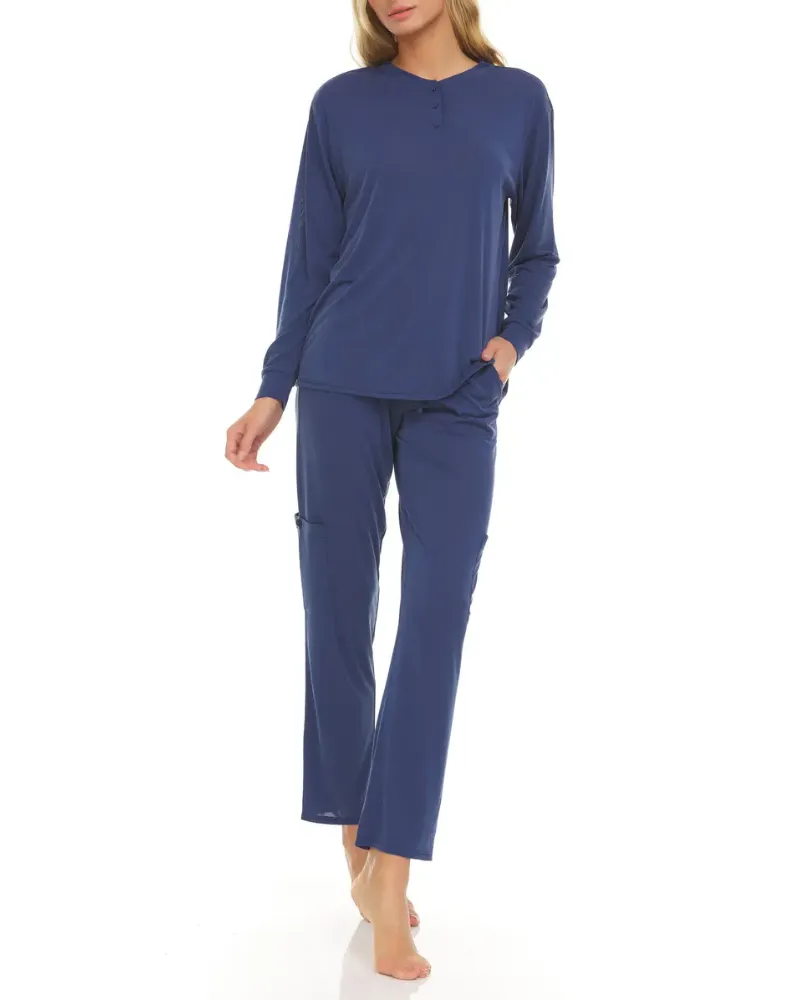 Q81265 Ocean Christa Henley Modal Pajamas Set