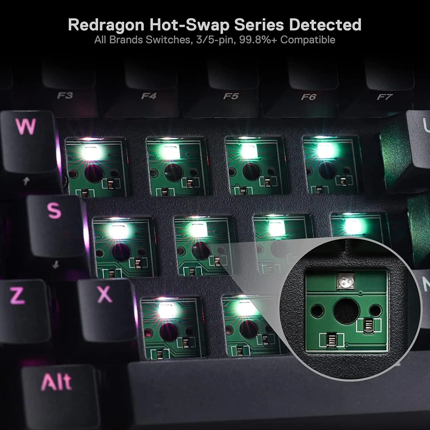 Redragon K530 Pro Draconic 60% Wireless RGB Mechanical Keyboard, BT/2.4Ghz/Wired 3-Mode 61 Keys Compact Gaming Keyboard w/Hot-Swap Socket, Free-Mod Plate Mounted PCB & Linear Red Switch