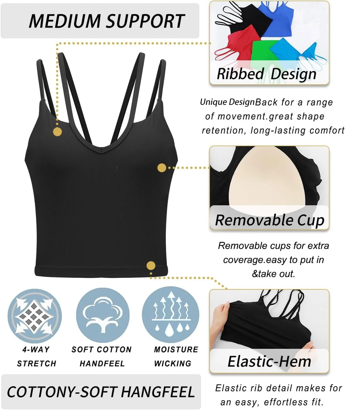RUNNING GIRL Workout Tank Tops with Built in Bras for Women,Work Top for Women,Sports Bras for Women Padded Yoga Bra