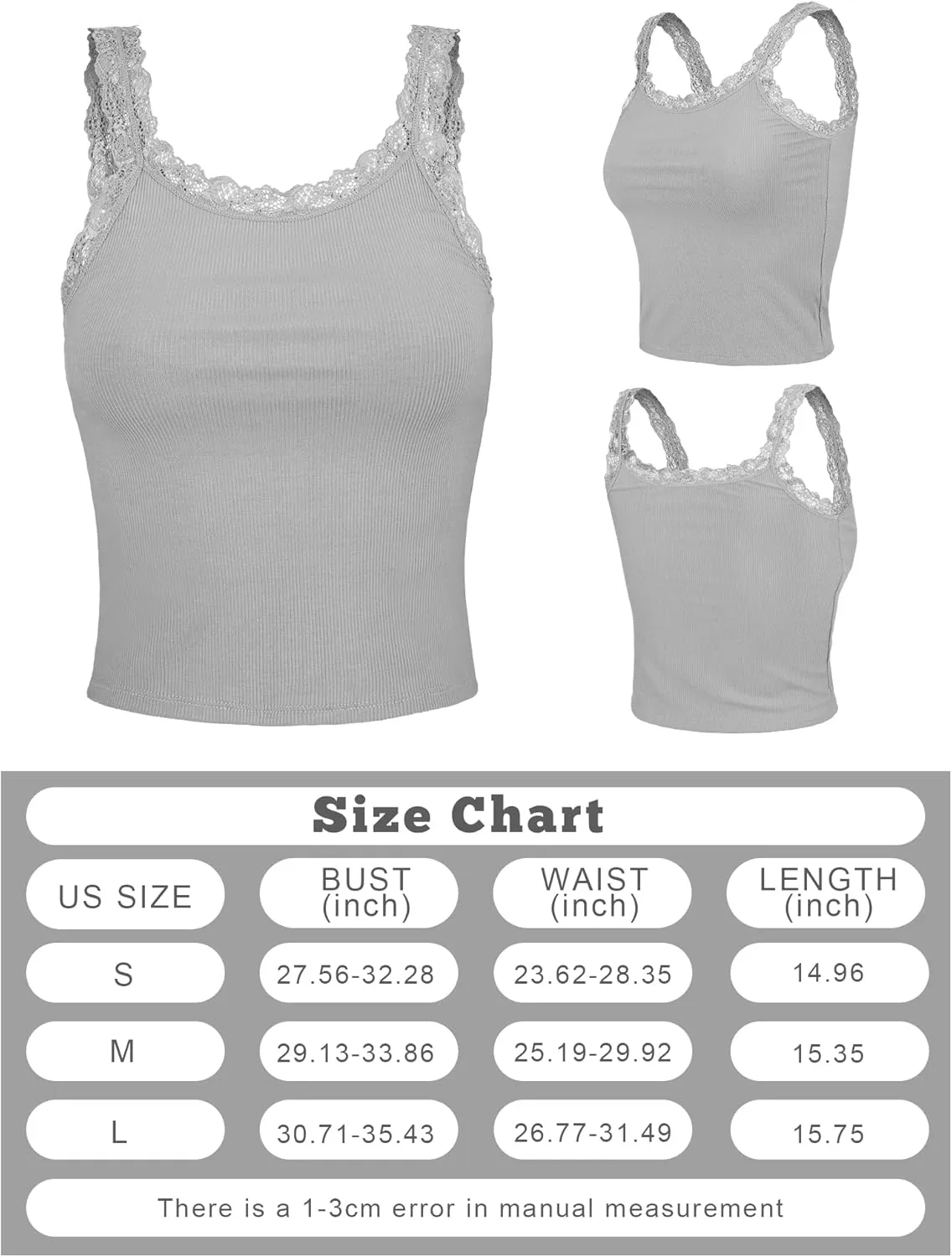 Sintege 3 Pcs Women's Lace Patchwork Tank Top Lace Camisole Tank Sleeveless Cami Crop Lacework Trim Y2k Tops