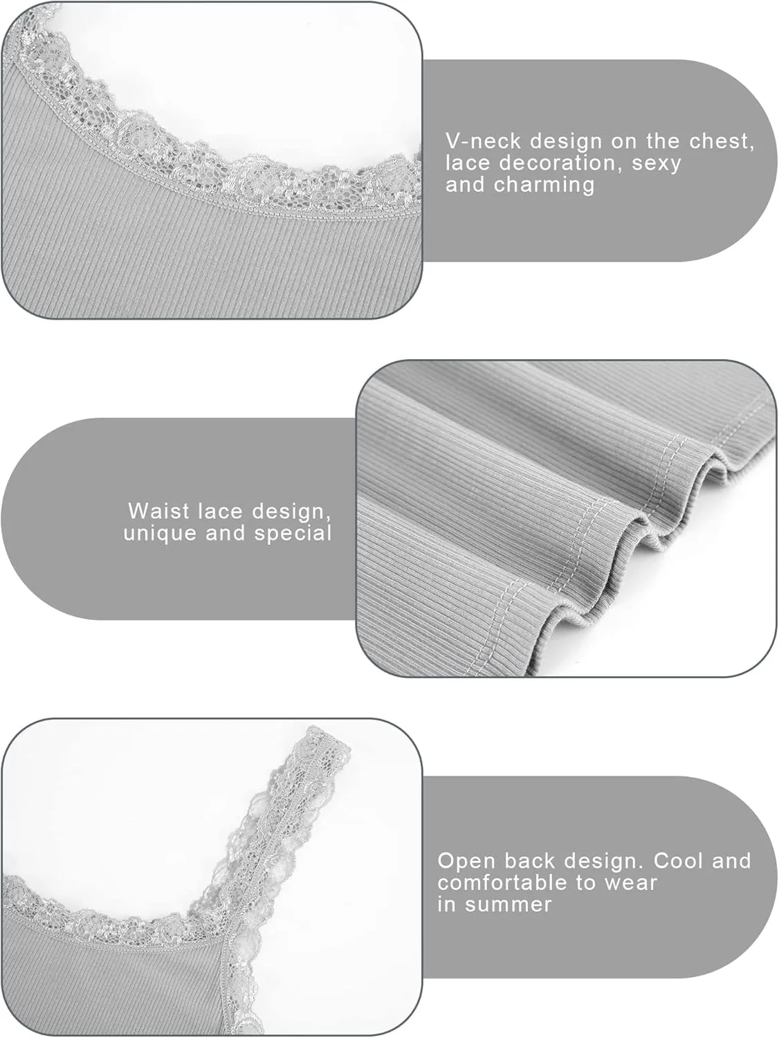 Sintege 3 Pcs Women's Lace Patchwork Tank Top Lace Camisole Tank Sleeveless Cami Crop Lacework Trim Y2k Tops